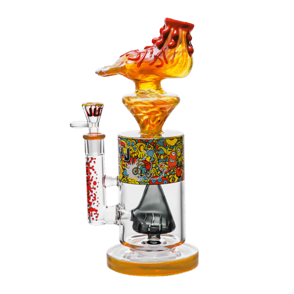 JJ-355-3 12" Colorful, quirky, foot-shaped glass water pipe
