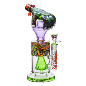 12” VIBRANT, MONSTROUS, CLAW-HAND GLASS WATER PIPE