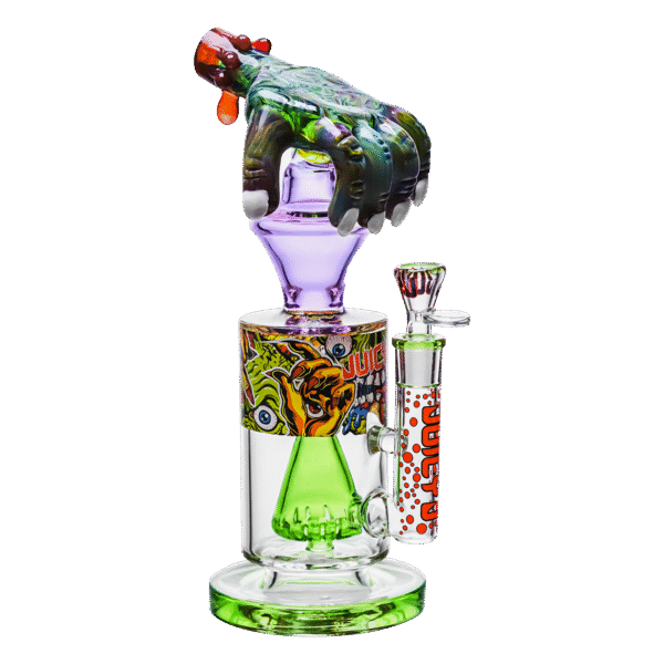 12” VIBRANT, MONSTROUS, CLAW-HAND GLASS WATER PIPE