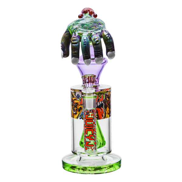 12” VIBRANT, MONSTROUS, CLAW-HAND GLASS WATER PIPE