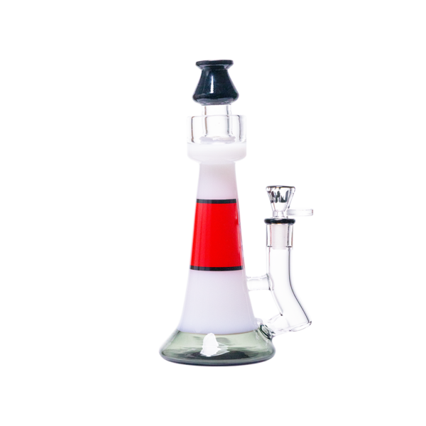 JJ-027-3 Juicy J Frosted Lighthouse Glass Water Pipe - RED