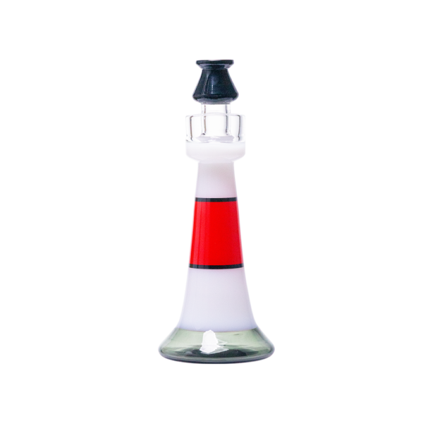 JJ-027-4 Juicy J Frosted Lighthouse Glass Water Pipe - RED