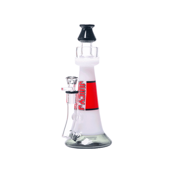 JJ-027 Juicy J Frosted Lighthouse Glass Water Pipe - RED